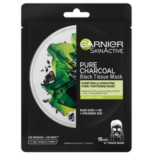 Load image into Gallery viewer, Garnier- Charcoal &amp; Algae Tissue Sheet Mask قناع للوجه بالفحم غارنييه
