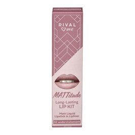 Rival Loves Me -Matt Long Lasting Lip Kit باكج قلم تحديد شفاه+حمرة سائلة رايفل