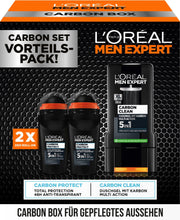 L&#39;Oreal-Carbon Pack Set باكج رجالي شامبو وغسول جسم مع 2 رولة معطرلوريال, حمل الصورة الى البوم الصور
